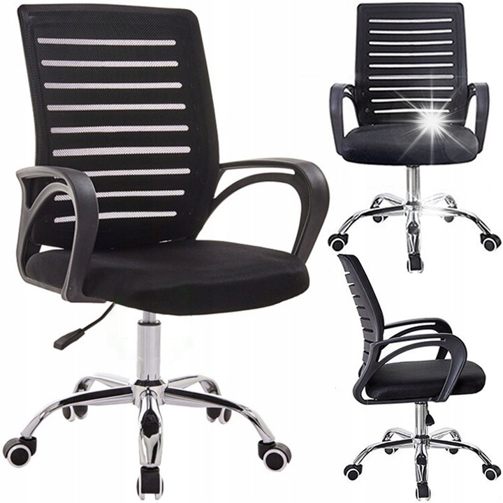 Scaun birou, Retoo, ergonomic, cu suport din plasa, negru, 93-101cm