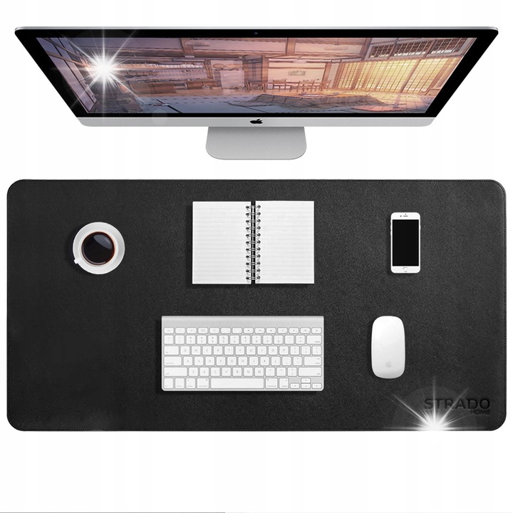Подложка за мишка Strado, 90x45см, черна, модерен дизайн, водоустойчива