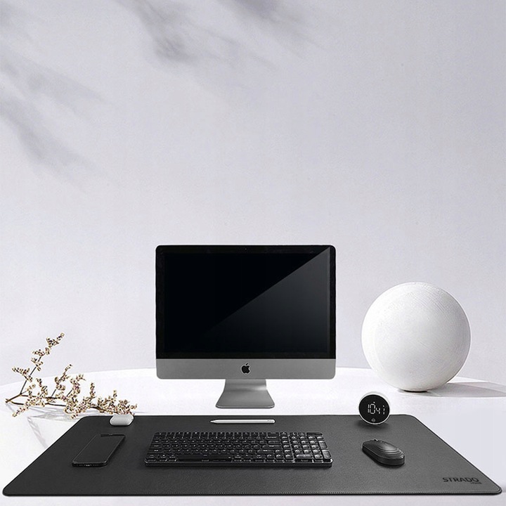 Mata pentru mouse Strado, 90x45cm, neagra, design modern, impermeabila