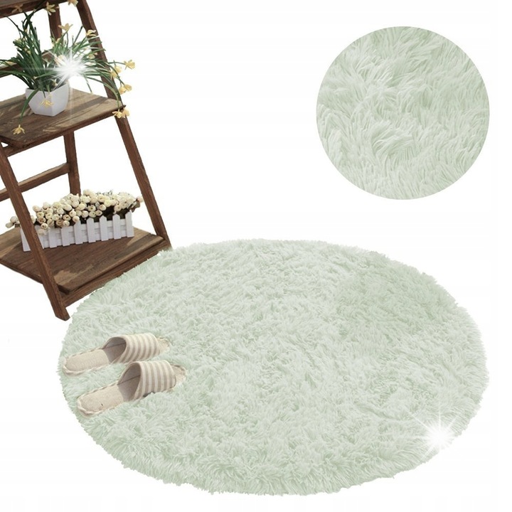 Covor Shaggy rotund 100 cm, antiderapant, moale, poliester, uni