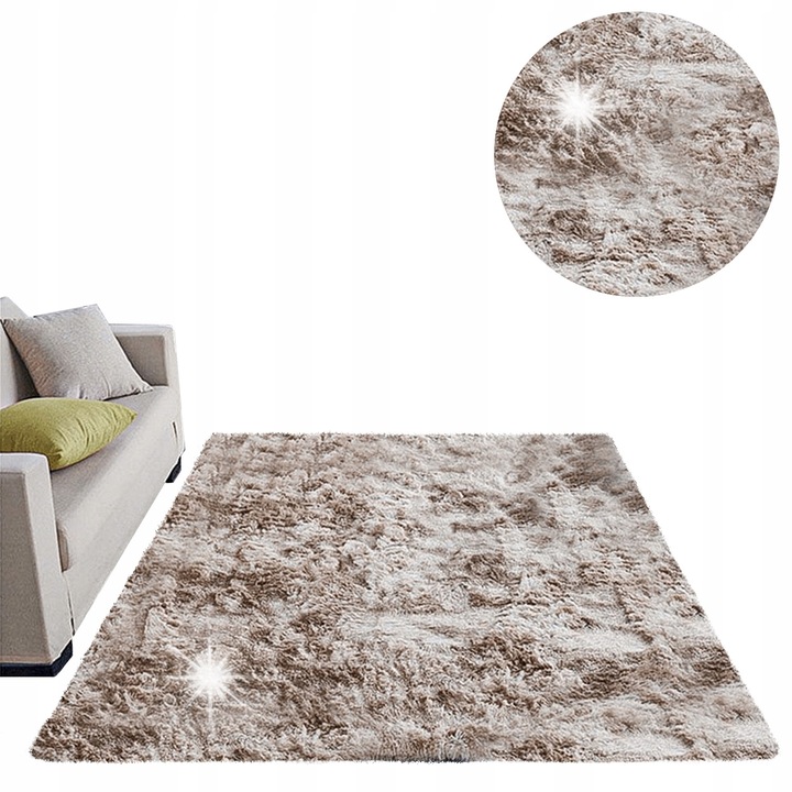 Килим Shaggy Strado Ombre Camel 80x150cm, противоплъзгащ, 3,5см дебелина