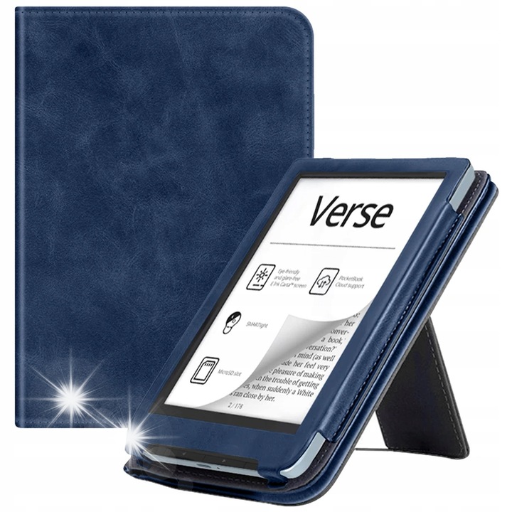 Etui Strap PocketBook Verse/Verse Pro 629 634-hez, ökológiai, gránát, állvánnyal és kézpánttal