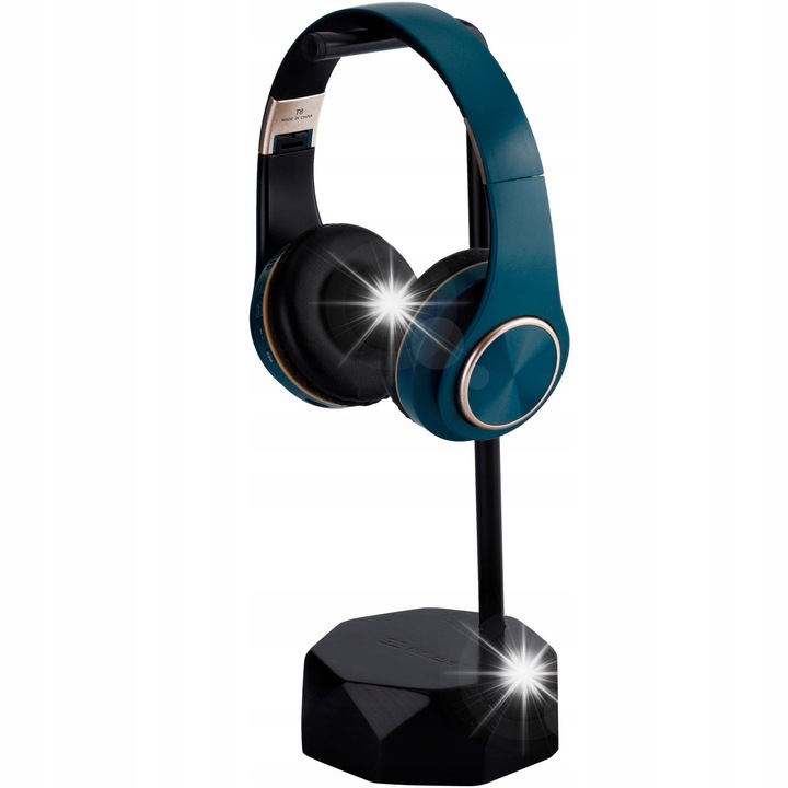 Suport pentru casti, Mozos HS-PRO, din lemn de frasin, negru, inaltime 35cm, suport maxim 1,5kg