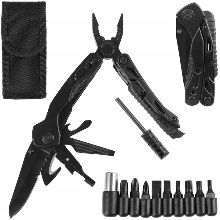 Multitool 21 in 1, scula multifunctionala, cu 21 functii, design ergonomic, culoare neagra, dimensiuni compacte