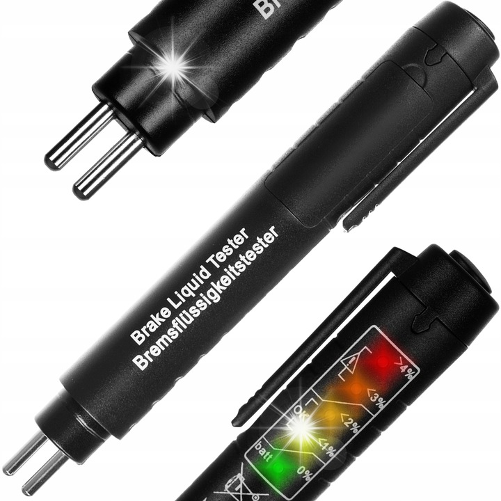 Xtrobb fékfolyadék teszter, 15x2,5cm, 5 LED dióda, fekete