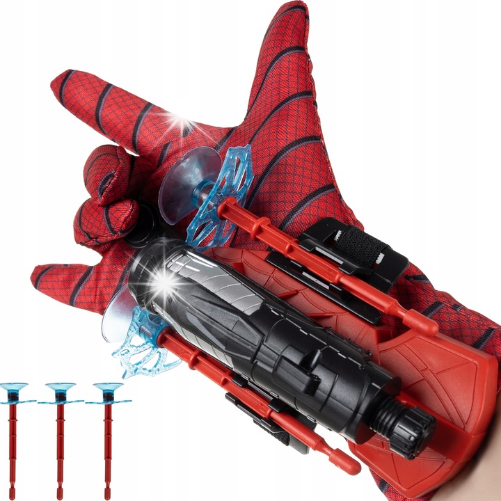 Manusa cu lansator si 3 sageti Kruzzel, rosu/negru/albastru, dimensiuni 15,5x7,5x5,5cm, marime universala