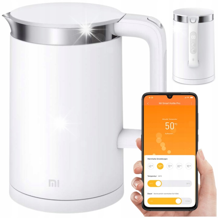 Fierbator electric Xiaomi Mi Smart Kettle Pro, 1,5L, 1800W, temperatura reglabila, alb