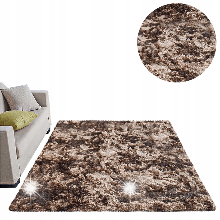Килим Shaggy Strado Ombre Coffee 120x170cm, противоплъзгащ, 3,5см дебелина, комплект
