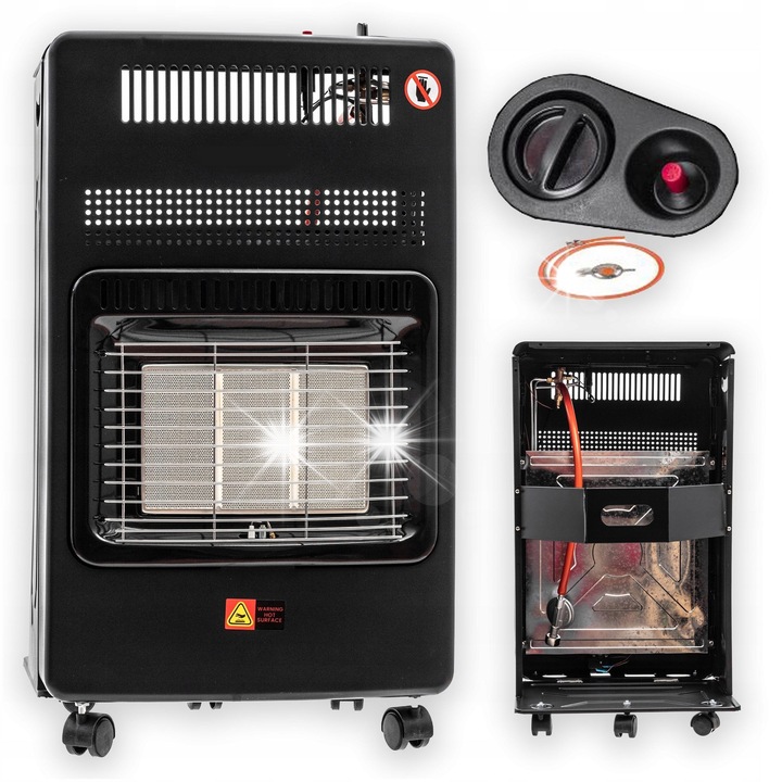 Soba pe gaz Riwall, 4200W, 70x42x36cm, set cu furtun si regulator, pentru suprafata de incalzire pana la 60m2