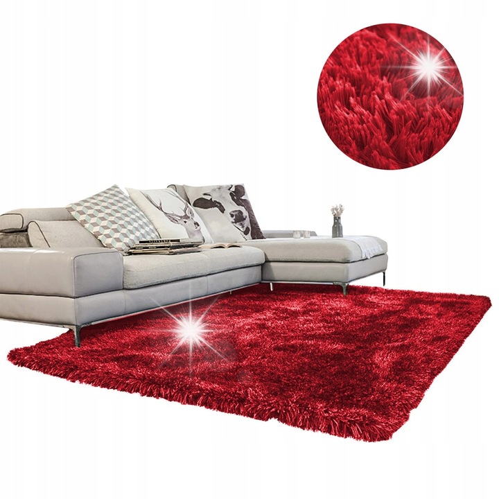 Shaggy Szőnyeg Strado 100x150cm Vérpiros, puha, bolyhos, modern design
