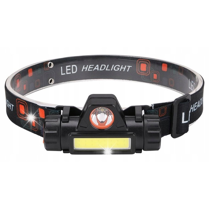 Trizand 4 az 1-ben fejlámpa, LED, 2 világítási mód, fehér, 3x8x4cm, USB töltőkábellel és tokkal