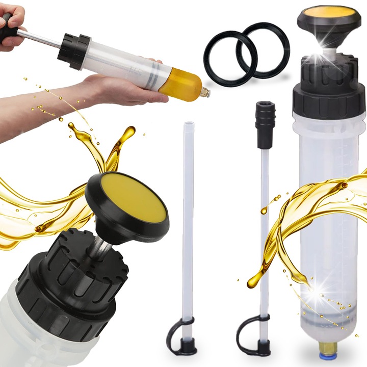 Seringa ulei Mobes 200ml, transparenta cu elemente negre, set complet