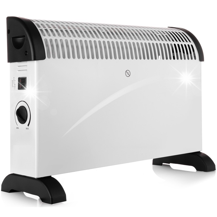 Convector electric 2000W, 3 nivele putere, alb, 55x13x38cm