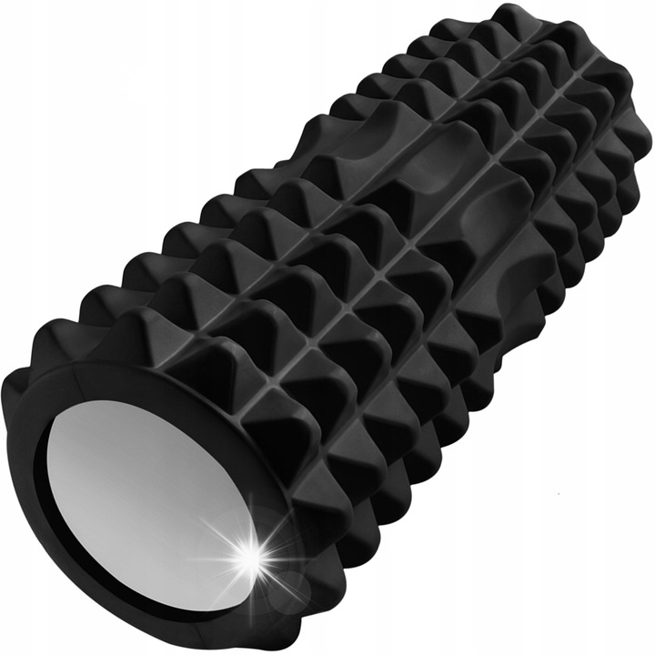 Roller de masaj Trizand, cu puncte de presiune, negru, 33x12cm