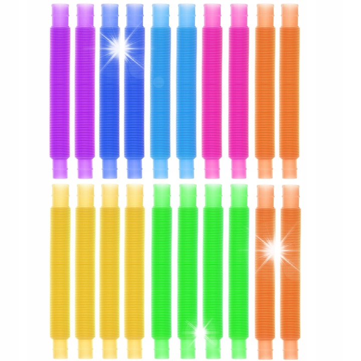 Set 20 tuburi senzoriale colorate, Kruzzel, 16,5-51,5cm x 2cm