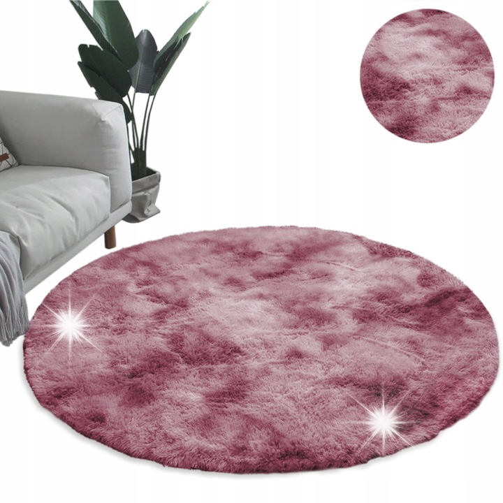 Covor rotund Shaggy Ombre, rosu, 160x160 cm, set
