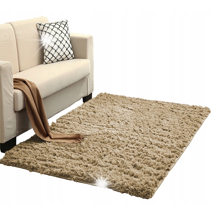 Килим Shaggy Strado 160x200 см КапучиноКамел, мек, плътен, за интериор