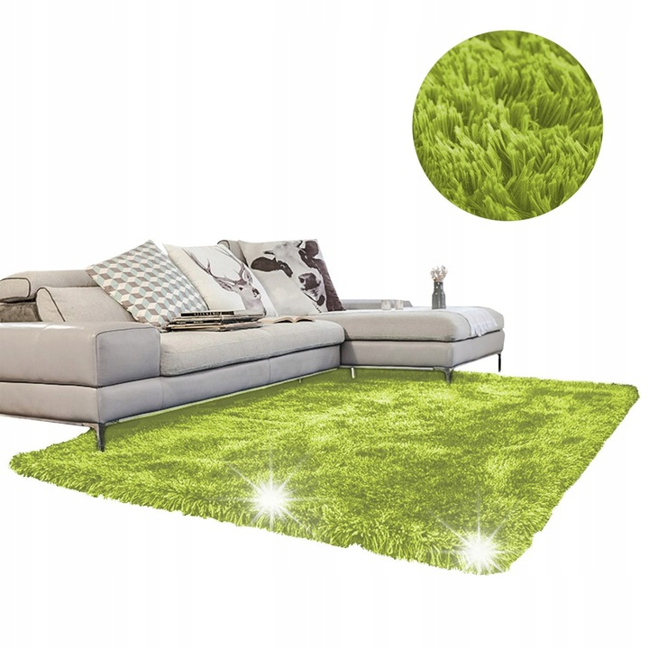 Shaggy Strado szőnyeg 220x160cm, zöld, csúszásmentes, megerősített szélekkel