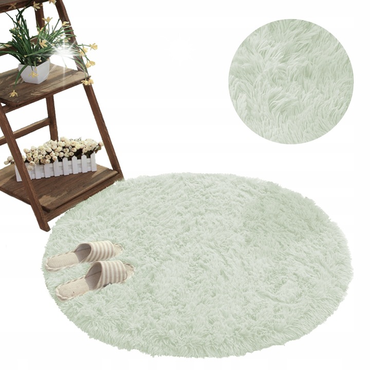 Kerek Shaggy szőnyeg, 140 cm, csúszásmentes, poliészter anyag, többszínű, 3,5 cm vastag, szett