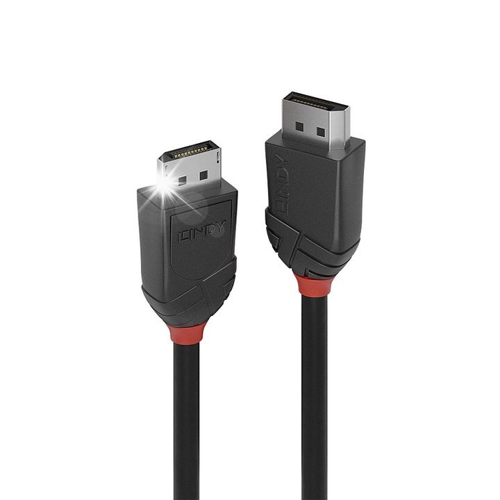DisplayPort 1.2 kábel, Lindy, 3m, UHD 4096x2160, 21.6Gbit/s, fekete