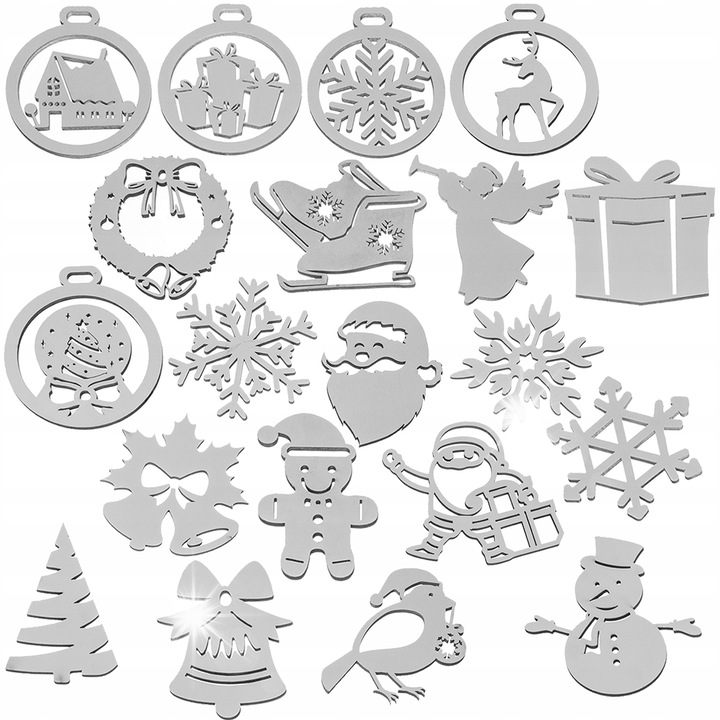 Set 20 globuri de Craciun din lemn, 9 cm, albe, rezistente la socuri