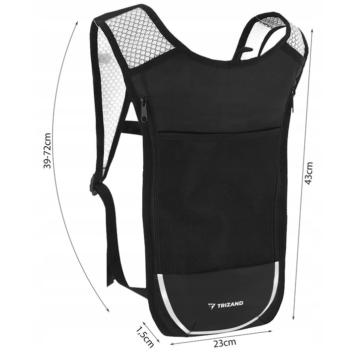 Rucsac sportiv Trizand 2L, 43x23x1,5cm, pentru bicicleta si alergare