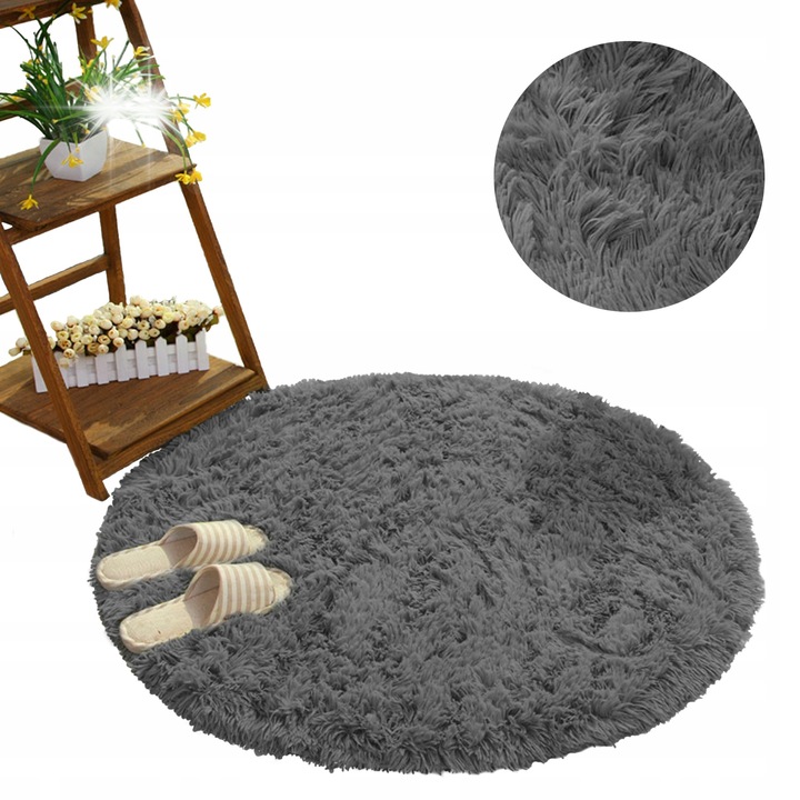 Kerek Shaggy szőnyeg 140 cm, GreyNight, csúszásgátló, puha, Strado