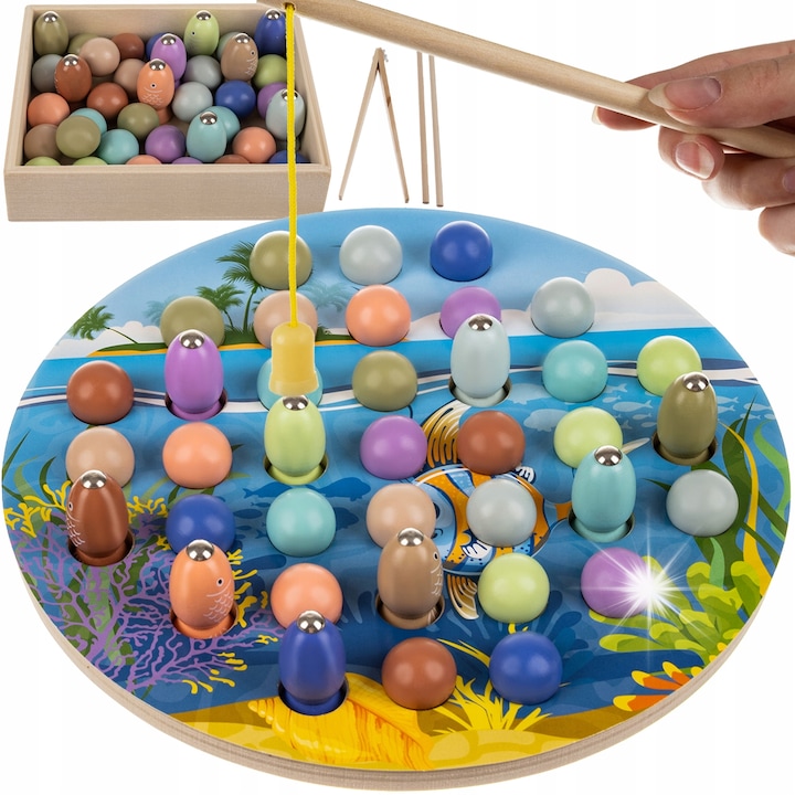 Joc educativ Kruzzel, set cu multe elemente, din lemn, multicolor, 30x45cm