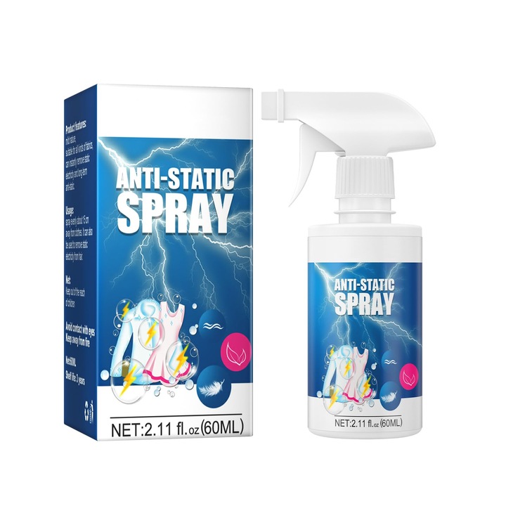 Zynewa antisztatikus spray, 60 ml, csökkenti a statikus elektromosságot ruhákon, redőnyökön és szőnyegeken