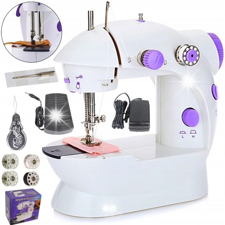 Mini masina de cusut portabila cu iluminare LED, 10 in 1, 21x23cm