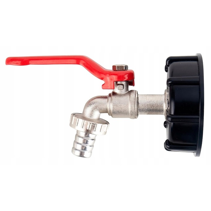 Set robinet + piulita pentru rezervoare de apa, 1/2", inox, compatibil cu rezervoare de 1000l si 500l