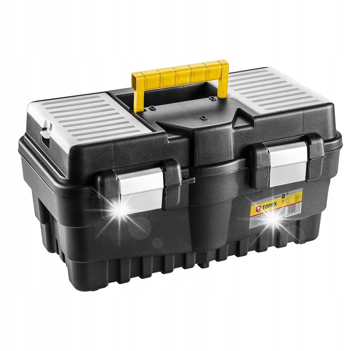 Szerszámosláda, 19", Topex, 2 rendszerező, műanyag, 46.2x25.6x24.2cm