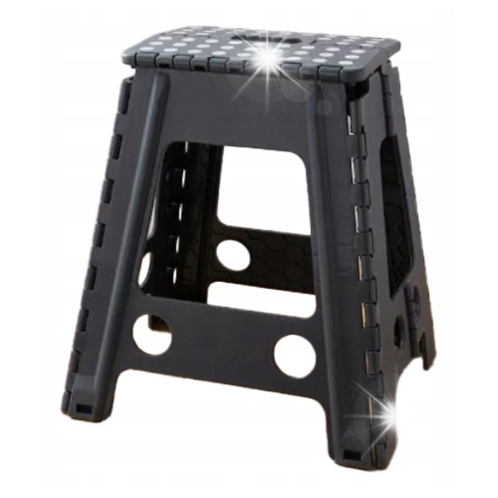 Ikonka csúszásgátló összecsukható zsámoly, 39 cm, fekete, mérete 28,5x22 cm