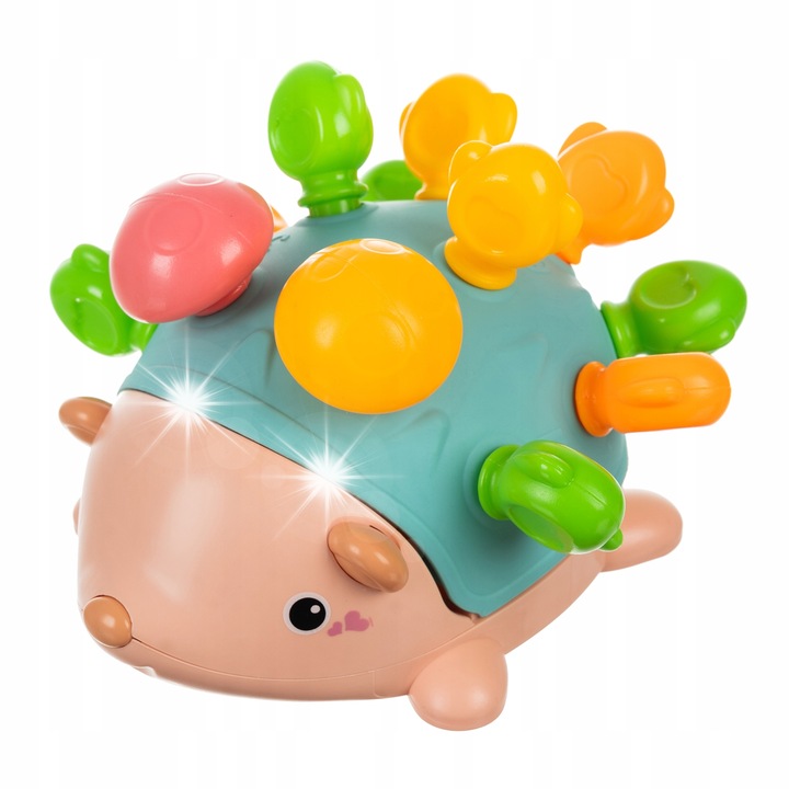 Puzzle educational, Kruzzel, jeleu senzorial, 12 coloane colorate, multicolor, 18x19x12cm