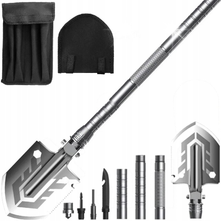 Trizand 16 az 1-ben összecsukható lapát, ezüst kék árnyalattal, 12,7x37-67cm, 2 huzattal