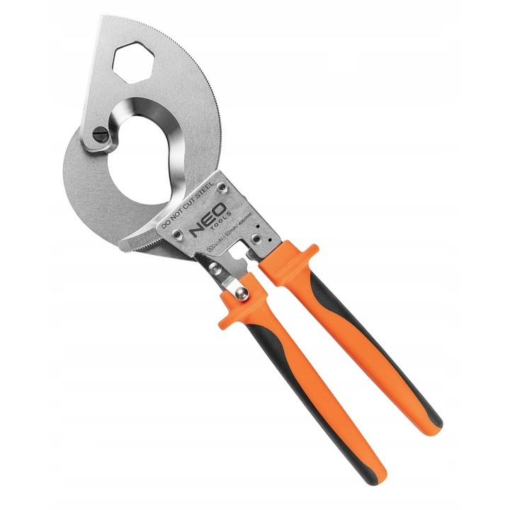 Клещи за рязане на кабели, NEO, за мед и алуминий, тресчотен механизъм, 52 мм, комплект