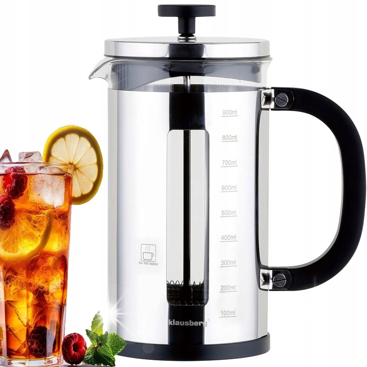 Чайник Zaparzator Miowi, 1л, 4 чаши, пластмаса, стъкло, неръждаема стомана, черен