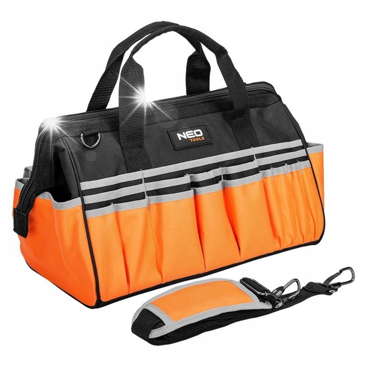 Torba unelte NEO TOOLS, poliester 600D, 22 buzunare externe, 9 buzunare interne, 26x10x45cm