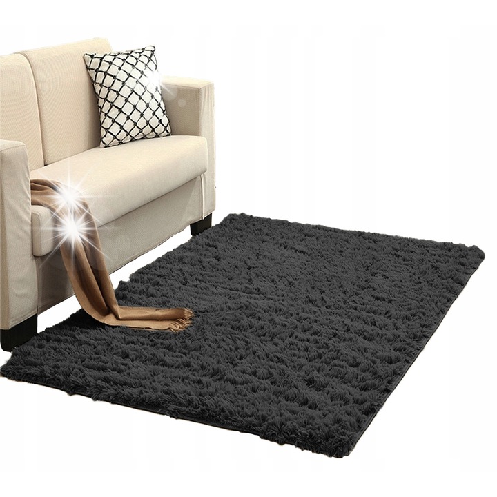 Shaggy Szőnyeg Strado 160x200cm SzürkeÉjszaka, puha, sűrű, beltéri