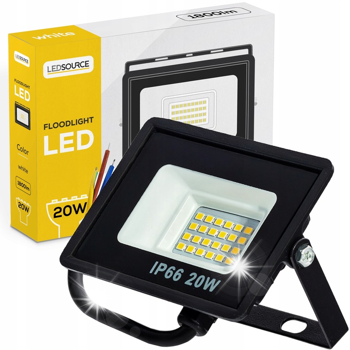 Proiector LED 20W, 1800lm, IP66, 6000K, 10x8x2,5cm