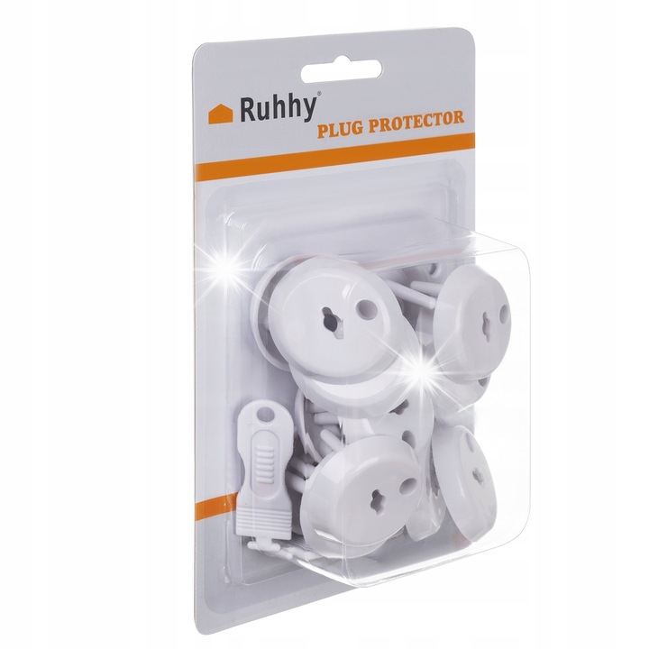 Set 15 protectii pentru prize, Ruhhy, Alb, 3,7x2,3cm