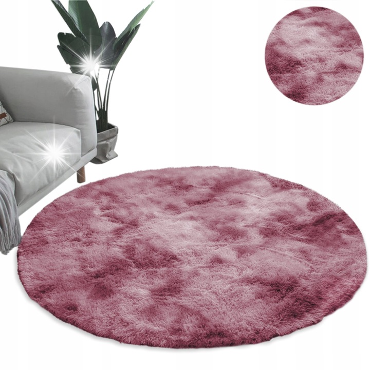 Okraglet Shaggy Ombre szőnyeg, Strado, piros, 150x150 cm, készlet