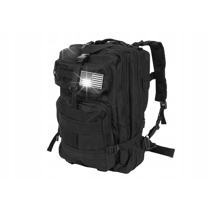 Rucsac militar XL Trizand, 35L, 5 compartimente, negru, 29x37x55cm