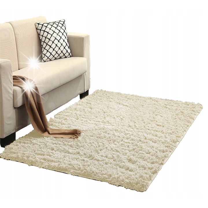 Килим Shaggy Strado 140x190 см Кремаво-бежов, мек, плътен