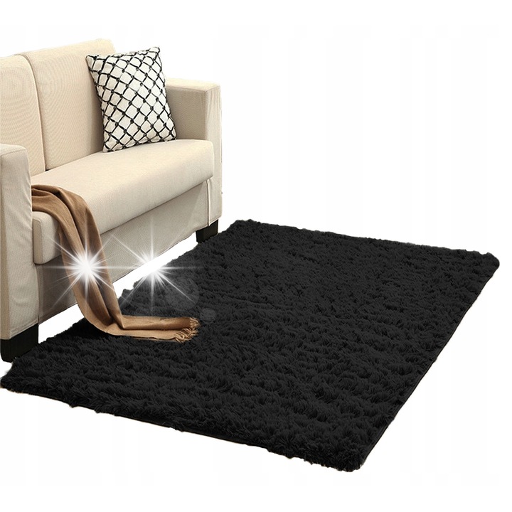 Килим Shaggy Strado 60x120cm BlackSky, мек, плътен, за интериор
