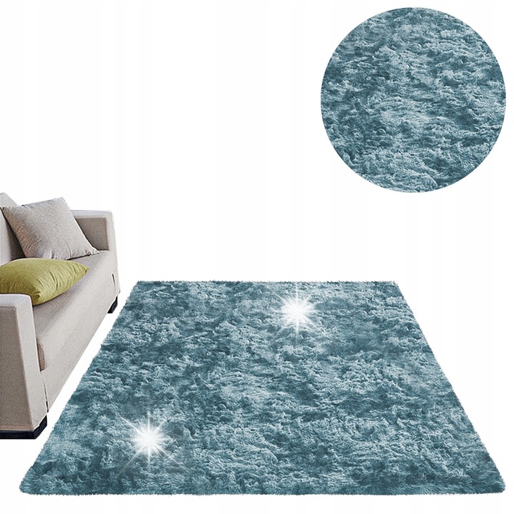 Килим Shaggy Ombre Navy 80x150 см, противоплъзгащ, мек, комплект