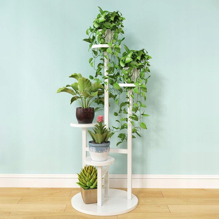 Suport pentru flori Fino, Strado, 4 niveluri, alb, 100cm