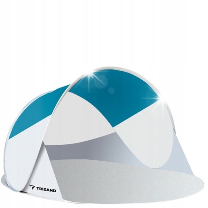 Cort plaja Trizand, 220x120x90cm, protectie UV, usor, albastru-gri, set cu accesorii de montaj