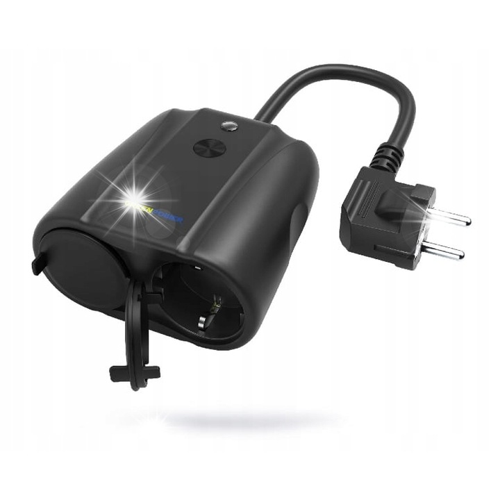 Смарт WiFi външен контакт Green Power GP-SP2Z, 2 гнезда, IP44, черен, 10.1x10.7x5.3см