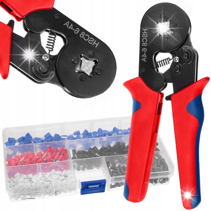 Krimpelő fogó, BIGSTREN, 500 db-os készlet, 0,14-10 mm2, acél, 18x7-16x4cm